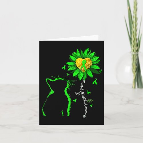 Mental Health Awareness Floral Heart Cat Lover Wom Card