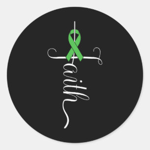 Mental Health Awareness Green Ribbon 1  Classic Round Sticker