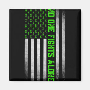 Mental Health Awareness Green Ribbon American Flag Magnet