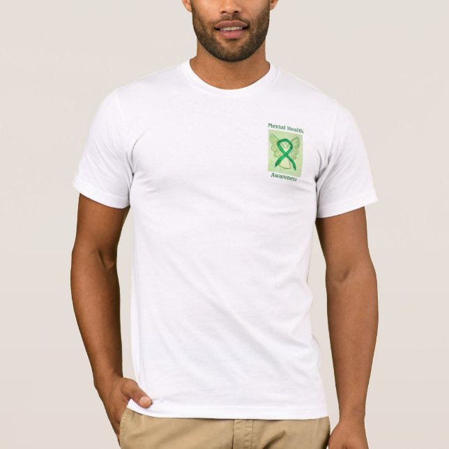 Mental Health Awareness Green Ribbon Angel Tee (Front)