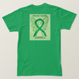 Mental Health Awareness Green Ribbon Angel Tee