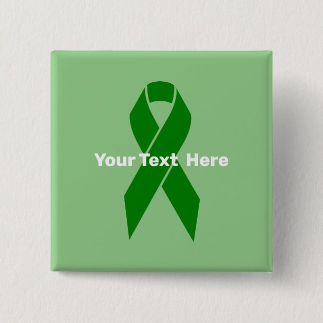 Mental Health Awareness Green Ribbon Button (Front)