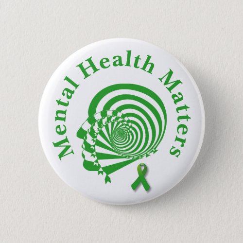 Mental Health Awareness  Green Ribbon  Button