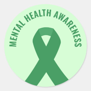 Mental Health Awareness Green Ribbon Classic Round Sticker