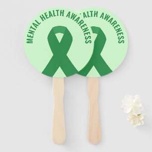 Mental Health Awareness Green Ribbon Hand Fan