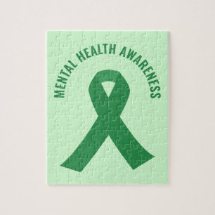 Mental Health Awareness Green Ribbon Jigsaw Puzzle