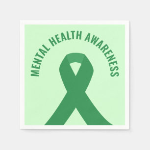 Mental Health Awareness Green Ribbon Napkins