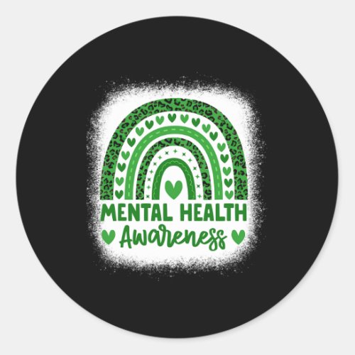 Mental Health Awareness Green Ribbon Women Mental  Classic Round Sticker