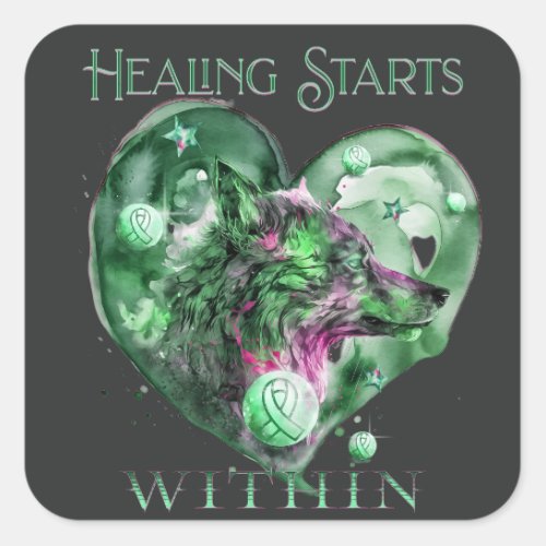 Mental Health Awareness Healing Starts Within Square Sticker