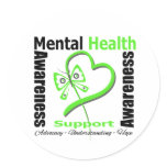 Mental Health Awareness Heart Butterfly Ribbon Classic Round Sticker