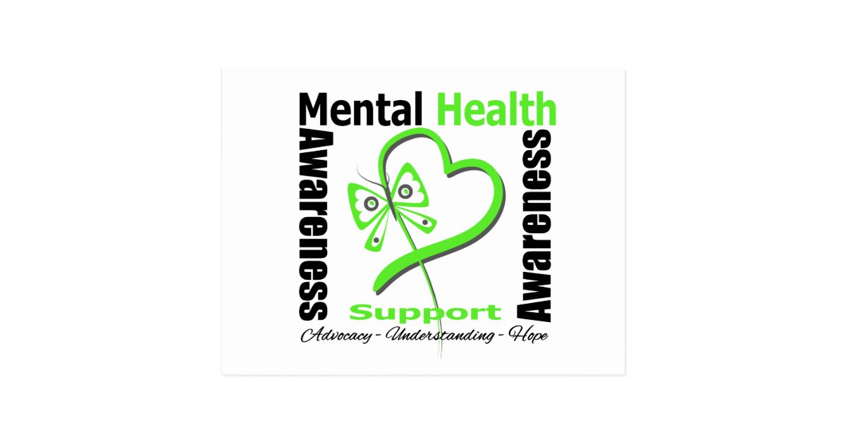 Mental Health Awareness Heart Butterfly Ribbon Postcard | Zazzle.com