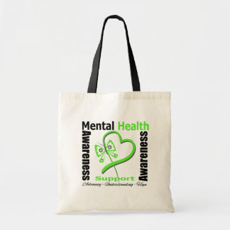 Mental Health Awareness Heart Butterfly Ribbon Tote Bag