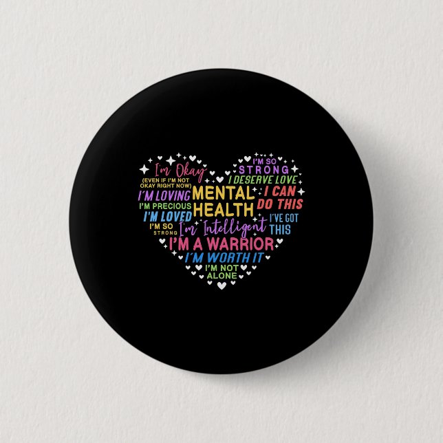 Mental Health Awareness Heart Button (Front)