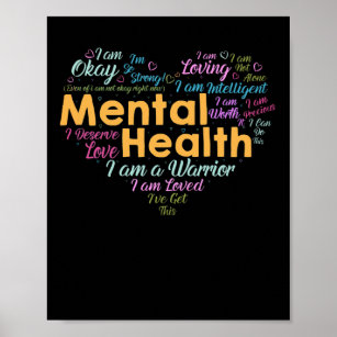 Mental Health Awareness Heart Depression Poster
