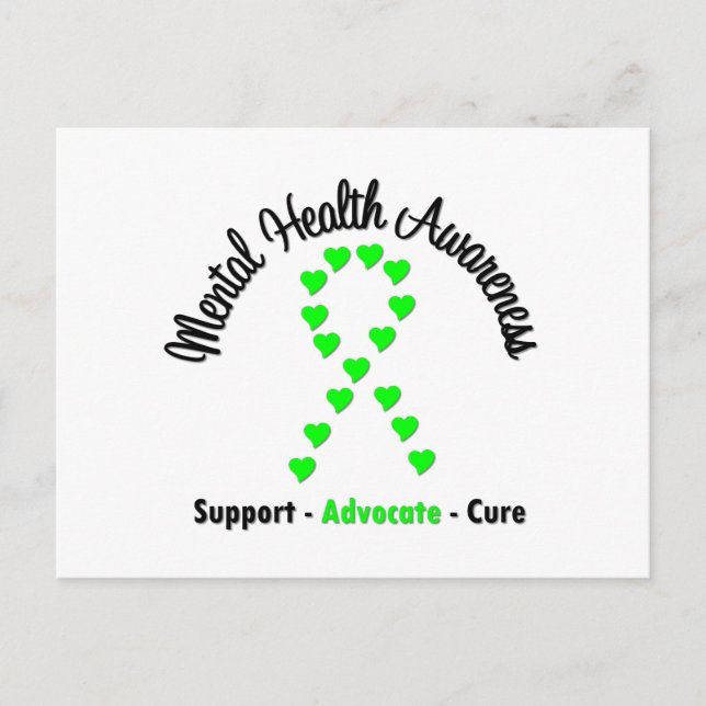Mental Health Awareness Heart Ribbon Postcard (Front)