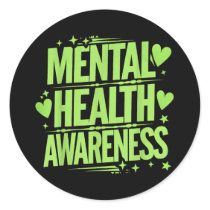 Mental Health Awareness Hearts Stars Support Tee A Classic Round Sticker