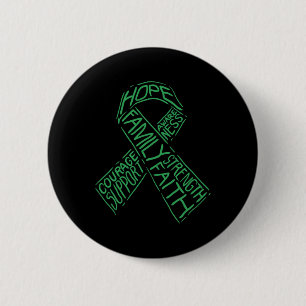Mental Health Awareness Illness Green Ribbon Words Button