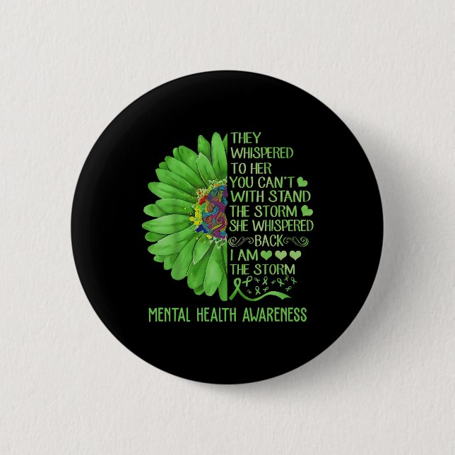 Mental Health Awareness Matters Sunflower I Am The Button (Front)