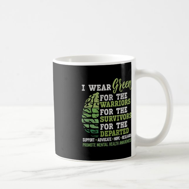 Mental Health Awareness Matters Support I Wear Gre Coffee Mug (Right)