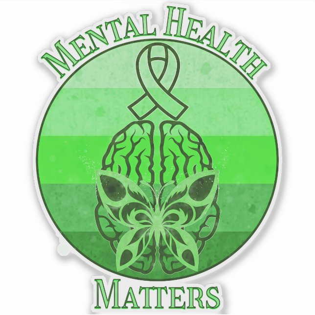 Mental Health Awareness Mental Health Retro Sunset Sticker (Front)