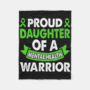 Mental Health Awareness Mom Of Warrior Mental Ther Fleece Blanket