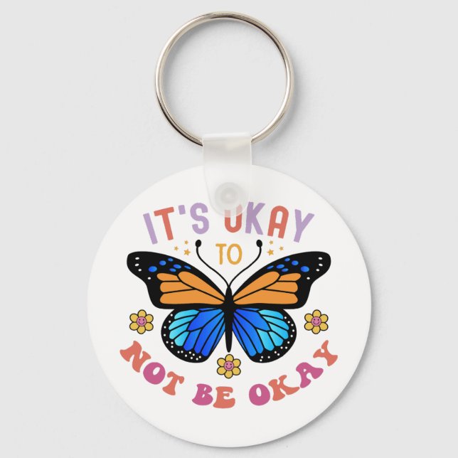 Mental Health Awareness Monarch Butterfly Keychain (Front)