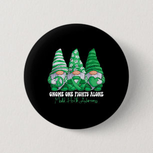 Mental Health Awareness Month Green Ribbon Gnomies Button