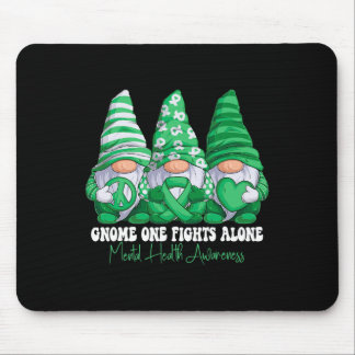 Mental Health Awareness Month Green Ribbon Gnomies Mouse Pad