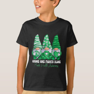 Mental Health Awareness Month Green Ribbon Gnomies T-Shirt
