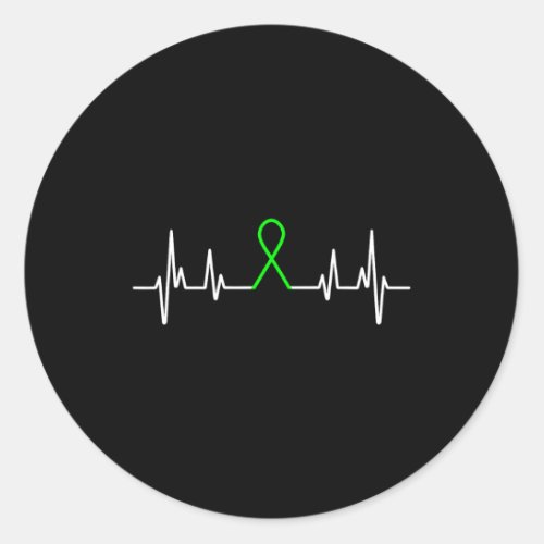 Mental Health Awareness Month Green Ribbon Heartbe Classic Round Sticker