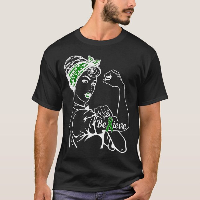 Mental Health Awareness Month Woman Green Ribbon B T-Shirt (Front)