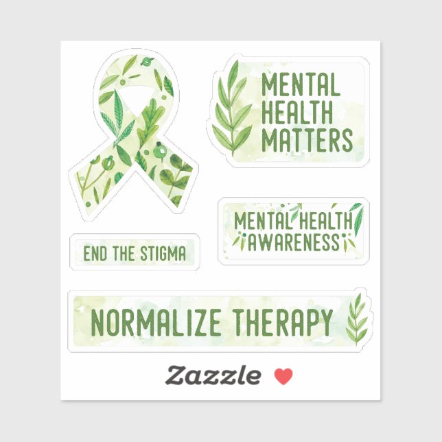 Mental Health Awareness pack - green ribbon Sticker (Sheet)