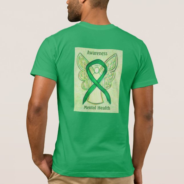 Mental Health Awareness Ribbon Angel Custom Shirts (Back)