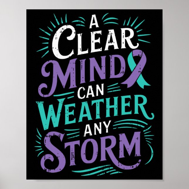 Mental Health Awareness Ribbon Suicide Prevent  Poster (Front)