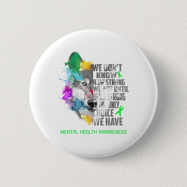 Mental Health Awareness Ribbon Support Gifts Button (Front)