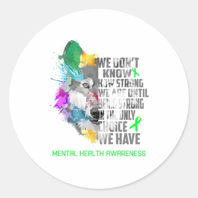 Mental Health Awareness Ribbon Support Gifts Classic Round Sticker (Front)