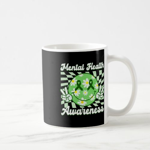 Mental Health Awareness Smile Face Checkered Green Coffee Mug