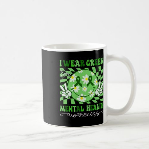 Mental Health Awareness Smile Hippie Checkered Gre Coffee Mug