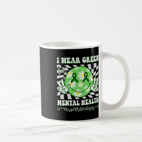 Mental Health Awareness Smile Hippie Checkered Gre Coffee Mug