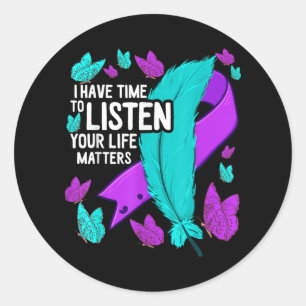 Mental Health Awareness Suicide Prevention Ribbon Classic Round Sticker