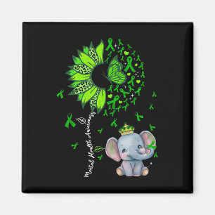 Mental Health Awareness Sunflower Baby Elephant Gr Magnet