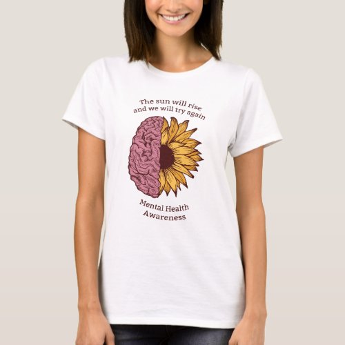 Mental Health Awareness Sunflower Brain T_Shirt