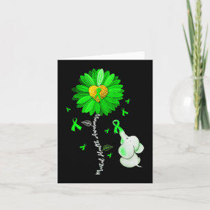 Mental Health Awareness Sunflower Green Ribbon Ele Card