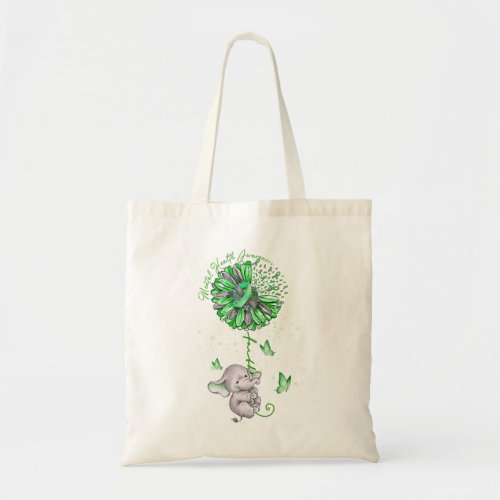 Mental Health Awareness Sunflower Green Ribbon Ele Tote Bag