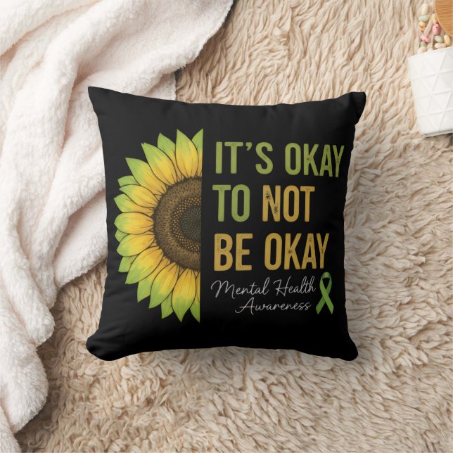 Mental Health Awareness Sunflower  Throw Pillow (Blanket)
