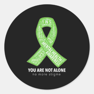 Mental Health Awareness Support Ribbon Word Cloud Classic Round Sticker
