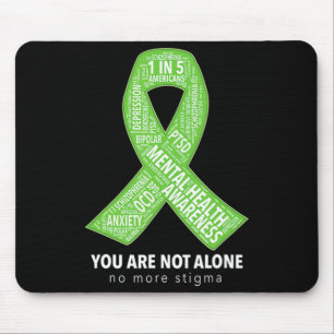 Mental Health Awareness Support Ribbon Word Cloud Mouse Pad