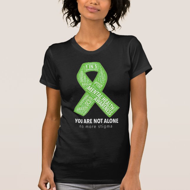 Mental Health Awareness Support Ribbon Word Cloud  T-Shirt (Front)