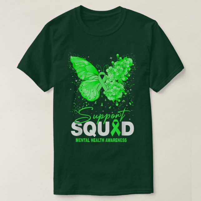 Mental Health Awareness Support Squad Butterfly 40 T-Shirt (Design Front)
