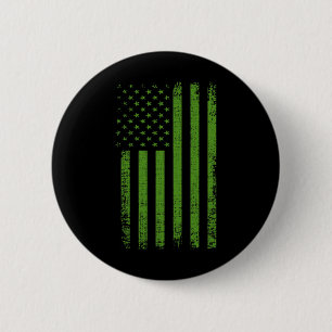 Mental Health Awareness USA Flag Green Flag  Button